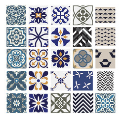 vintage tiles Portuguese patterns antique seamless design in Vector illustration