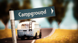 Fototapeta Mapy - Street Sign to Campground