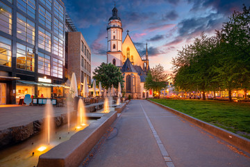 Wall Mural - Leipzig, Germany. Cityscape image of Leipzig downtown during beautiful sunset.