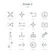 © zaurrahimov - set of 16 arrows 2 concept vector line icons such as left arrow, backward, right arrow, sort, drag, multiply, download, up arrow. 64x64 thin stroke icons
