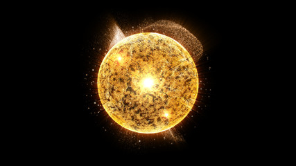 Wall Mural - futuristic graphic user interface head up display screen with digital holographic nuclear fusion ene