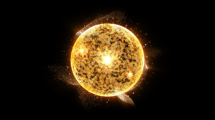 Wall Mural - futuristic graphic user interface head up display screen with digital holographic nuclear fusion ene