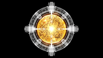 Wall Mural - futuristic graphic user interface head up display screen with digital holographic nuclear fusion ene