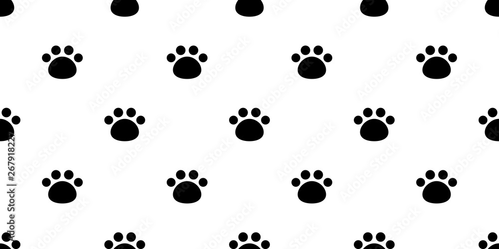 Dog Paw seamless pattern vector footprint bear teddy pet scarf isolated ...