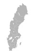 Vector isolated illustration of simplified administrative map of Sweden. Borders of the counties (regions). Grey silhouettes. White outline