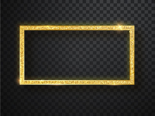 Wall Mural - gold shiny frame on a transparent background. vector illustration.