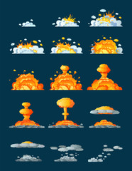 Wall Mural - Frame animation with effect of burning, explosion, divided into frames.