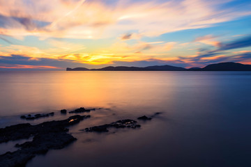  long exposure of a sunset in the Gulf of Alghero