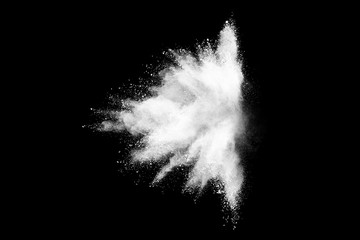 Wall Mural - white powder explosion on black background.