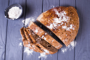 fresh bread with flour