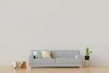 Fototapeta  - Modernes Wohnzimmer mit Couch und freier Wand