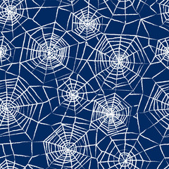 Spiderweb seamless pattern. Hand drawn vector background.