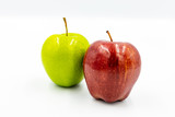 Fototapeta  - Red apples and green apples on a white background