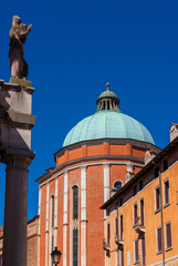 Vicenza Cathedral apse with dome designed by the famous architect Andrea Palladio in the 16th century and blue sky (with copy space above)