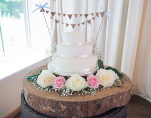 White three tier wedding cake