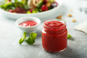 Poster - Homemade red berry salad dressing