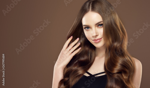 Beauty Girl With Long And Shiny Wavy Hair Beautiful Woman Model
