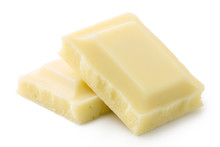 Two Squares Of White Chocolate Isolated On White. Rough Edges.