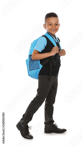 african american boy backpacks