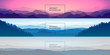 Set of panoramic vector landscapes. minimalistic background. Widescreen wallpapers. Abstract mountains and forests in a flat style. Pastel colors
