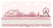 Vector illustration of an amusement park painted in pink monochromatic color.