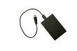 © Sitthichai - Black External hard drive box and line on white isolate background with clipping path.