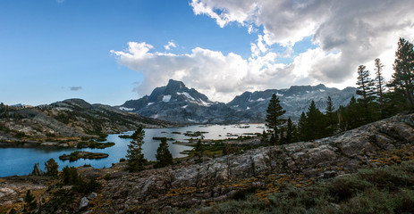 Wall Mural - Thousand Islands Lake on Pacific Crest Trail in Summer Crossing Donohue Pass Between Ansel Adams Wilderness and Yosemite National Park in California