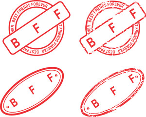 BFF red stamp acronym sticker collection