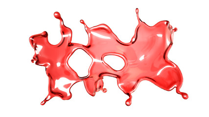 Wall Mural - A splash of a transparent red liquid on a white background. 3d illustration, 3d rendering.