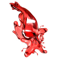 Wall Mural - A splash of a transparent red liquid on a white background. 3d illustration, 3d rendering.