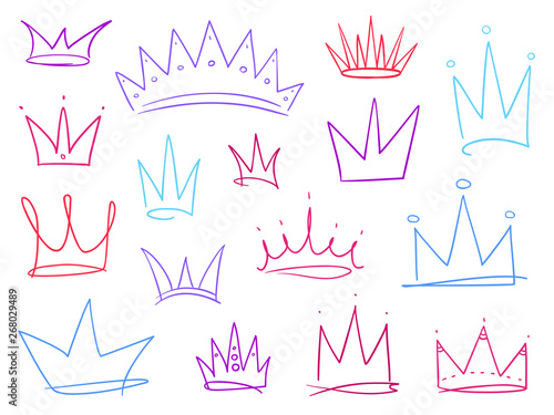 Set Of Abstract Crowns On Isolated White Signs For Design