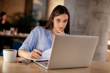 Businesswoman in having a video call on laptop.