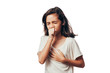 © kleberpicui - Cute little girl is coughing, on white background
