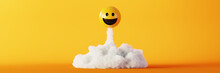 Happy And Laughing Emoticons 3d Rendering Background, Social Media And Communications Concept