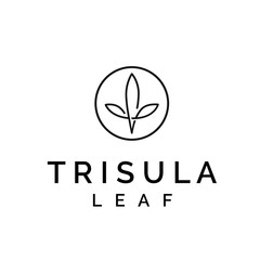 Wall Mural - three point cannabis leaf with circle frame logo design