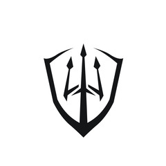 Wall Mural - Trident spear harpoon shield logo design