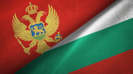 Montenegro and Bulgaria two flags textile cloth, fabric texture 