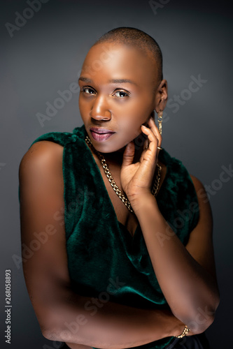 Beautiful Black African American Female Model Posing Confidently