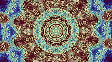 Poster - Spinning abstract magic circle. Esoteric cosmic mandala. Loop footage.