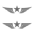 Emblem star with wings in black color. Illustration for tattoo and stickers