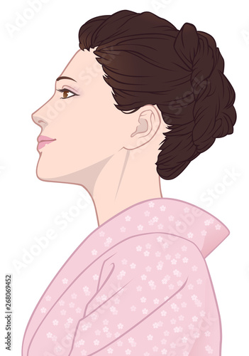 着物の女性の横顔 桜模様 桃色 Buy This Stock Illustration And Explore Similar Illustrations At Adobe Stock Adobe Stock