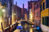 Fototapeta Uliczki - View of Canal Rio del Malpaga at night. Venice. Italy