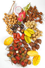 Mix southeast Asian fruit Malaysia Longan Lychee langsat rambutan salak mangosteen mango papaya