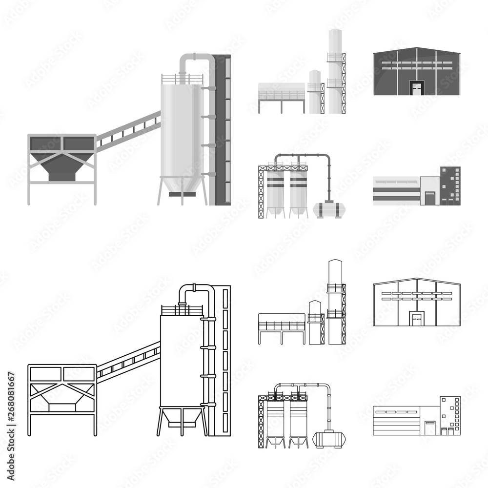 Vector illustration of production and structure symbol. Collection of production and technology stock vector illustration.