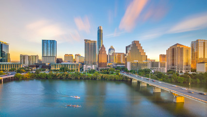 Fototapete - Downtown Skyline of Austin, Texas in USA from top view