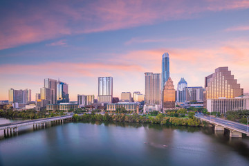Fototapete - Downtown Skyline of Austin, Texas in USA from top view