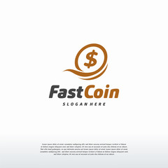 Wall Mural - fast coin logo designs concept vector, fast cash logo template, money logo designs