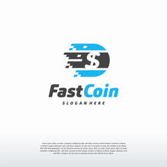 Wall Mural - fast coin logo designs concept vector, fast cash logo template, money logo designs