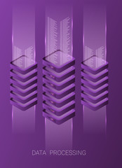 Wall Mural - concept of big data processing, energy station of future, server room rack, data center isometric ve