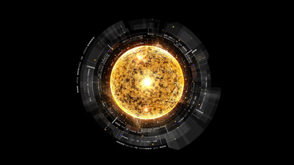 Wall Mural - futuristic graphic user interface head up display screen with digital holographic nuclear fusion ene